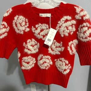 Tory Burch Rose Embroidered Sweater